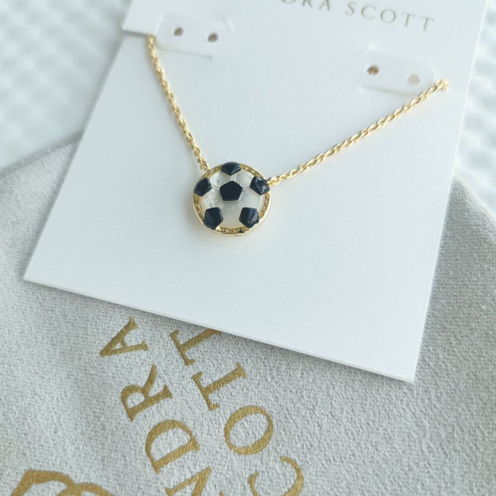 Kendra Scott Gold and Black Soccer Ball Pendant Necklace